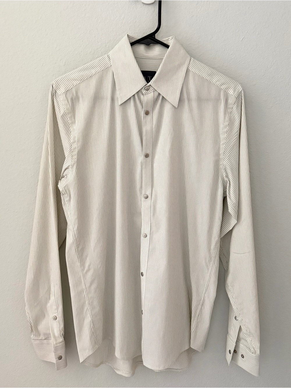 Armani Exchange Men's Long Sleeve Stripe Dress Shirt - White/Grey